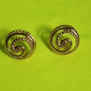 Swirl goldtone button post earrings